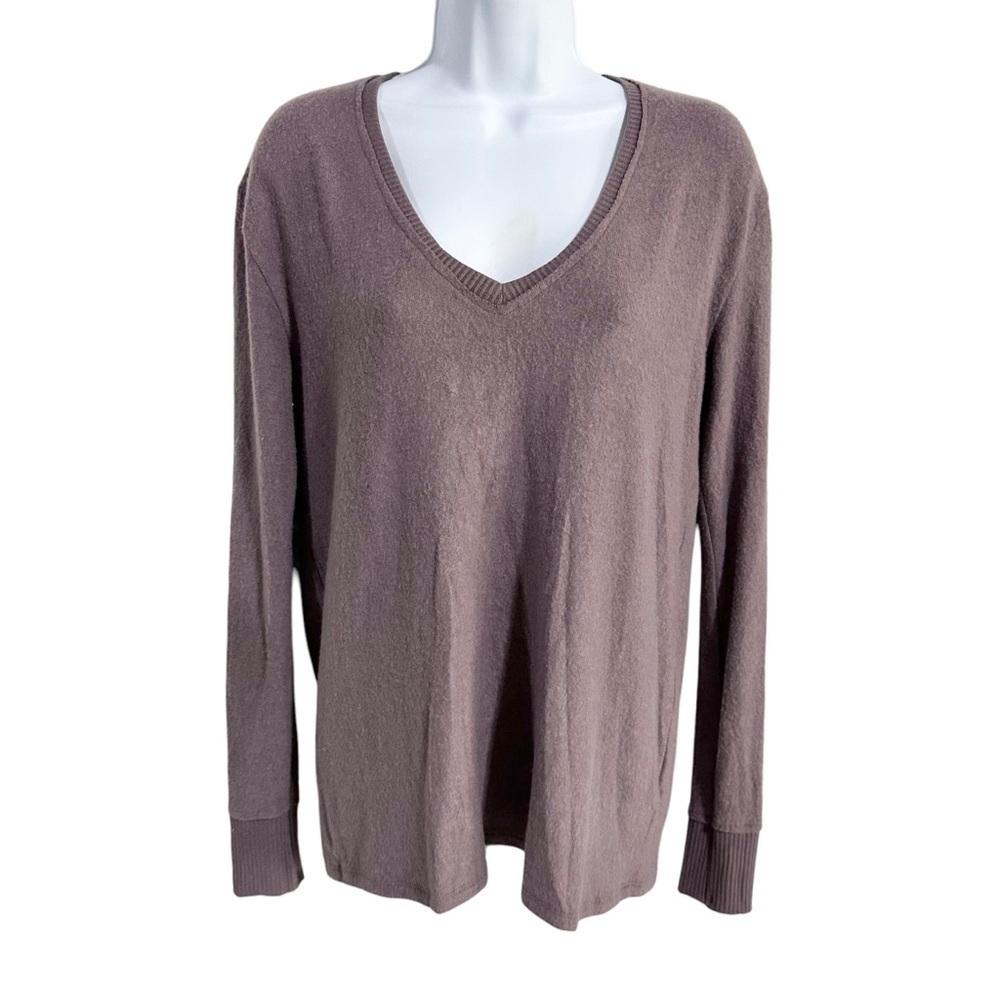 BP Long Sleeve Cozy Brushed Purple V-Neck Top - XS  NWOT - Picture 3 of 7